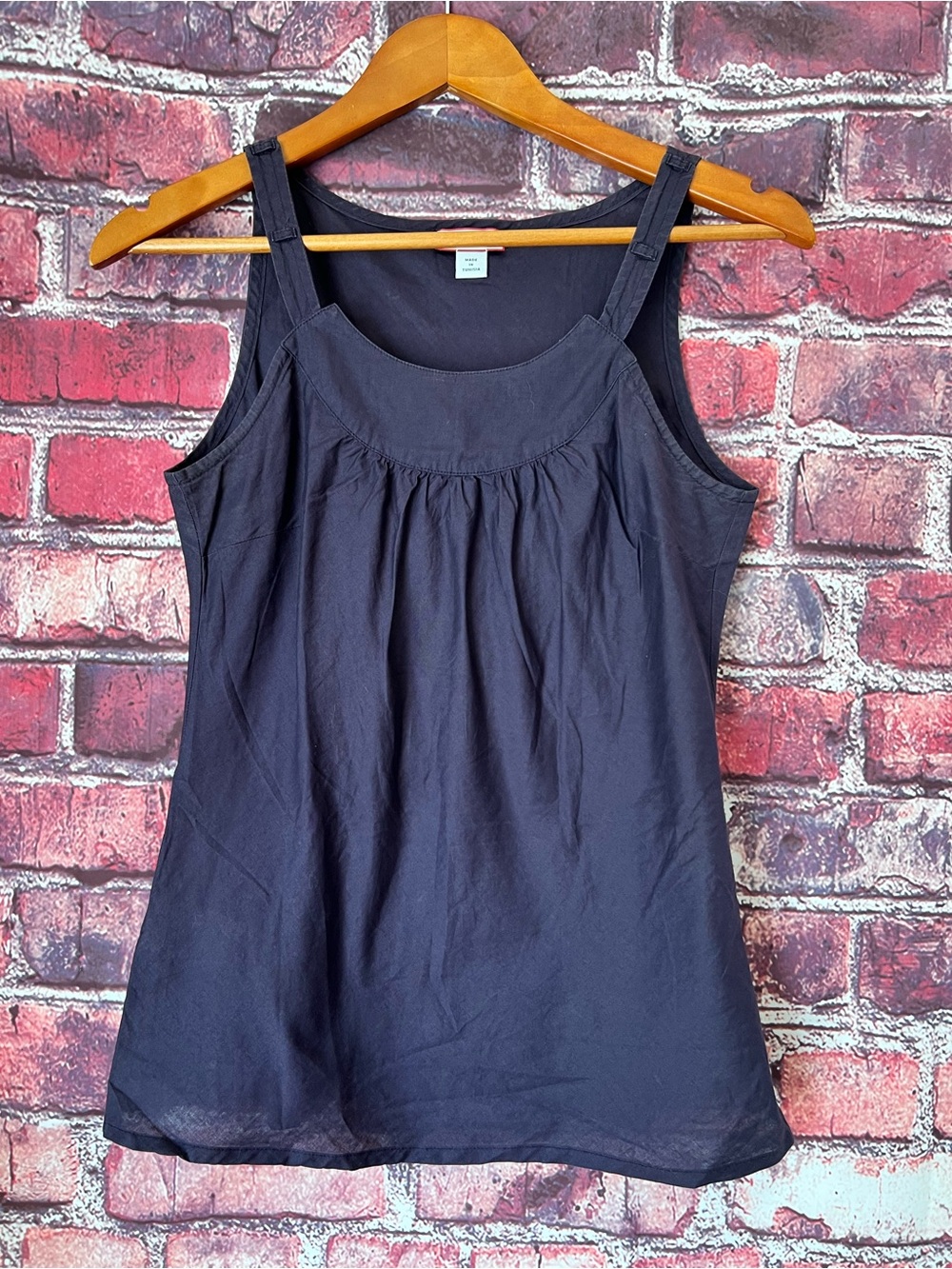 MAX & Co. Deep Purple Eggplant Scoop Neck Gathered Tank Blouse Top